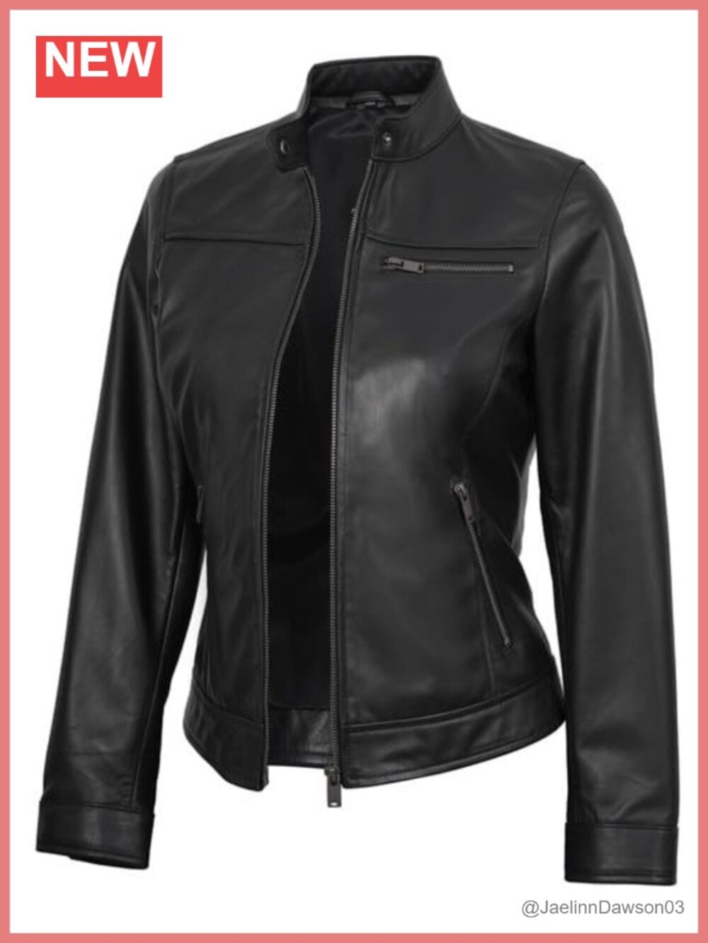 Lambskin Leather Cafe Racer Moto Biker Jacket Women Moto Style